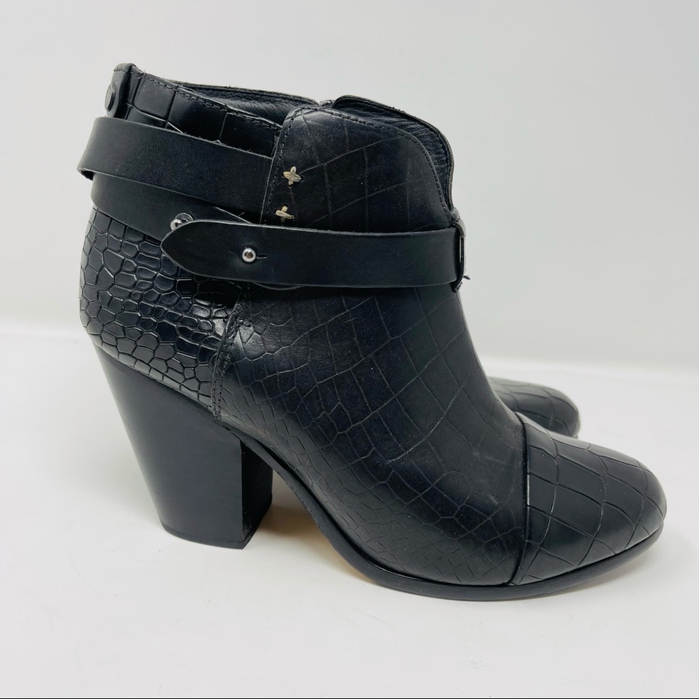 Rag And Bone Croc Embossed Harrow Booties 39.5 - image 4